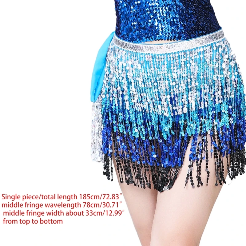 

Women Bohemian Lace-up Sexy Wrap Mini Skirt Belly Dance Sequin Tassel Hip Scarf