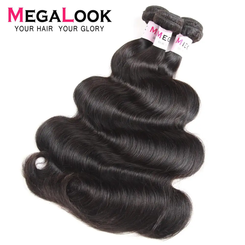Body Wave Bundles With Closure 3 Remy Megalook Hair Brazilian Weave And | Шиньоны и парики