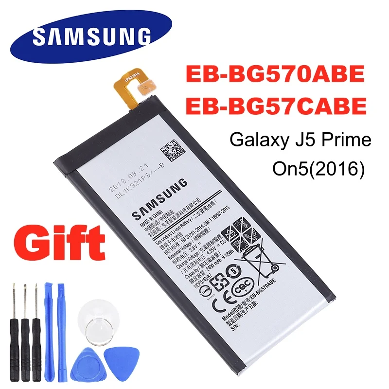 SAMSUNG Оригинал EB BG57CABE BG570ABE 2600 мАч батарея для Samsung Galaxy J5 Prime On5 (2016) G570F G570Y/M G5700 G5510