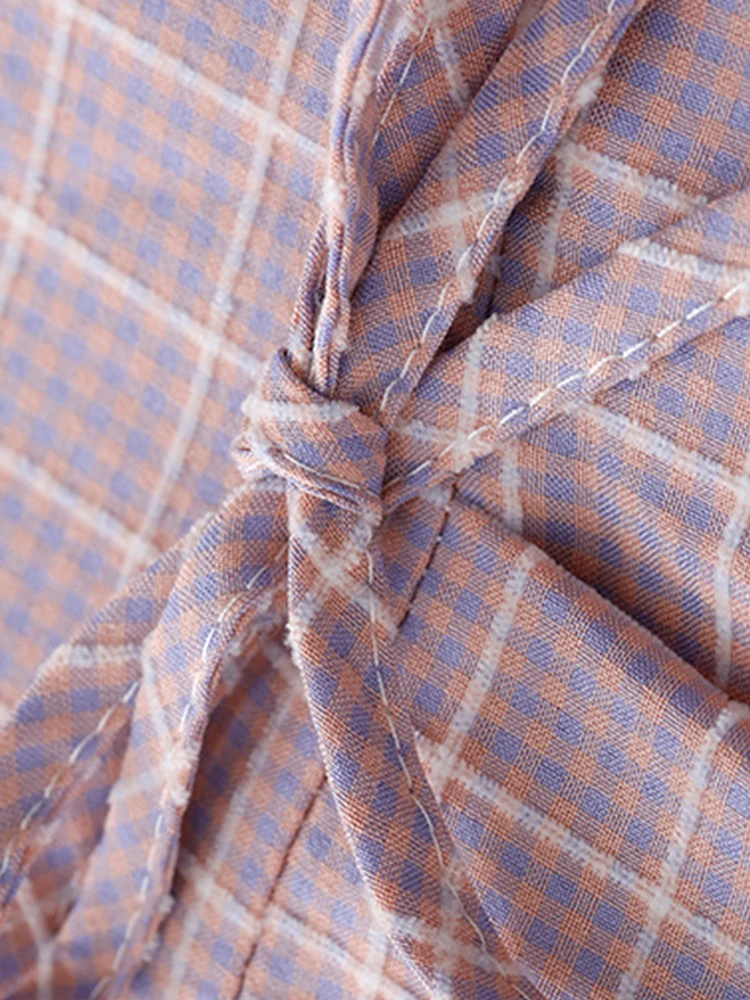 

Summer Women's Short Sleeve V-Neck Retro Plaid Dress