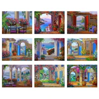 5d diy diamond painting cross stitch house scenery embroidery mosaic handmade full square round drill wall decor craft gift