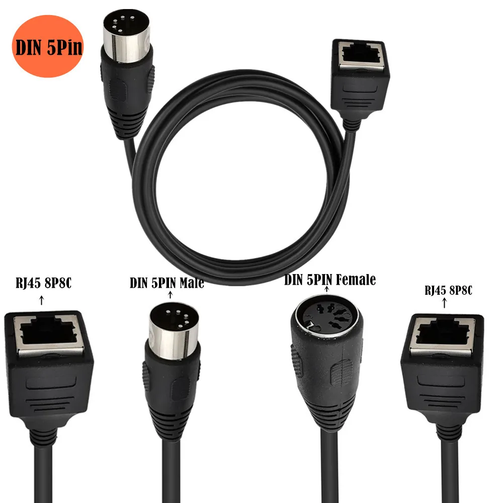 

Large DIN 5pin Male To Female To RJ45 Female 8p8c Audio Connection Cable MIDI To RJ45 Adapter Cable 0.5m 1m 1.5m