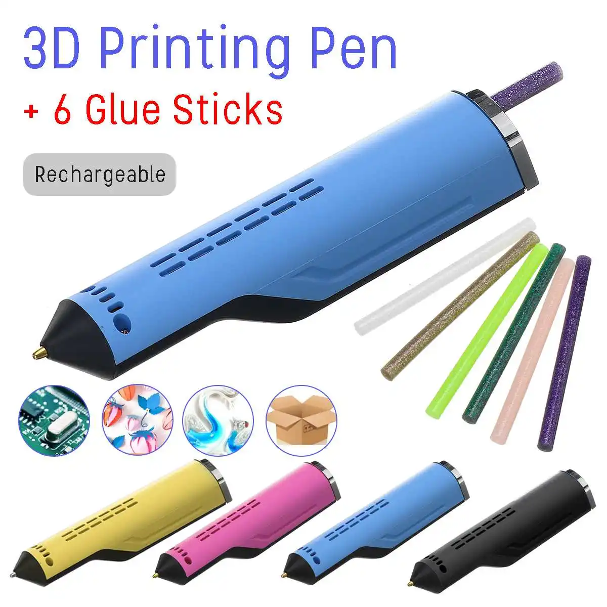 DIY 3D ручка/термоклеевой пистолет USB зарядка ручка для 3d печати + 6 клей карандашей