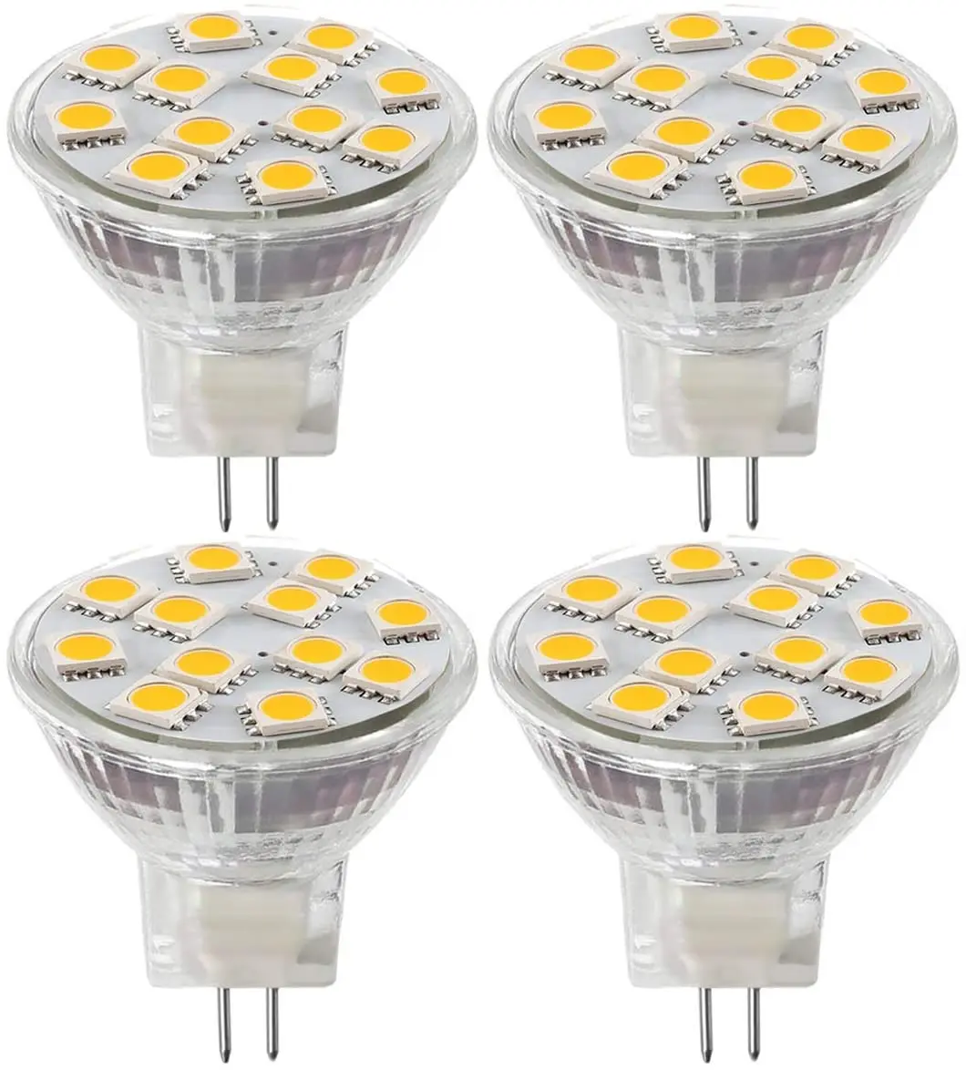 

MR11 GU4 LED Bulb Light Lights Super White DC/AC 12V, 2.5W, 20-25W Halogen Bulb Equivalent, 300 Lumens, 6000K, 120° Beam Angle,
