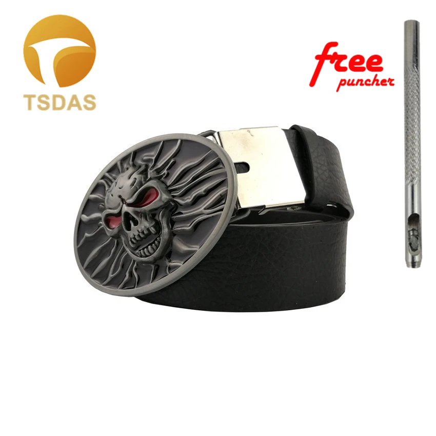 Мужская овальная металлическая пряжка для ремня с изображением черепа ширина 40