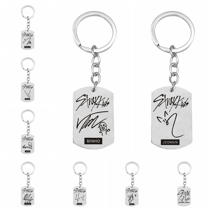 Брелок для ключей kpop stray kids Забавный брелок с подвеской из нержавеющей стали