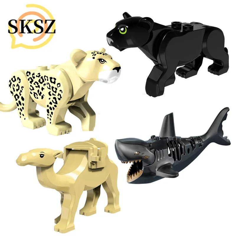 

Wild Animal Set Camel Sharked Leoparded Camel Building Bricks Blocks Kids DIY Animal Lockings Figures Assemble Toys for Children