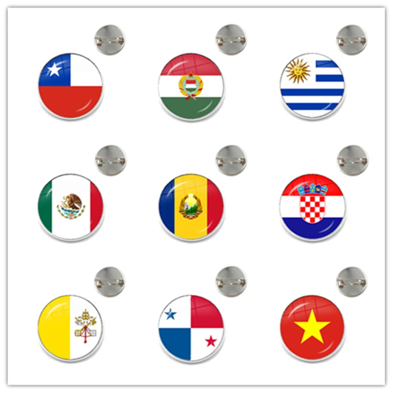 Чили, Венгрия, Уругвай, Мексика, Хорватия, Румыния, Ватикан, Панама, Вьетнам, Национальный флаг, стеклянная брошь, булавки для воротника, ювелирные изделия, подарок