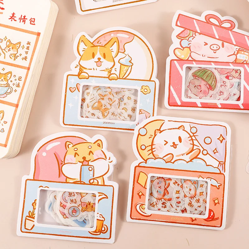 40 pcs /Bag Kawaii Animals Dog Cat Rabbit Penguin Stickers DIY Phone Hand Account Decor