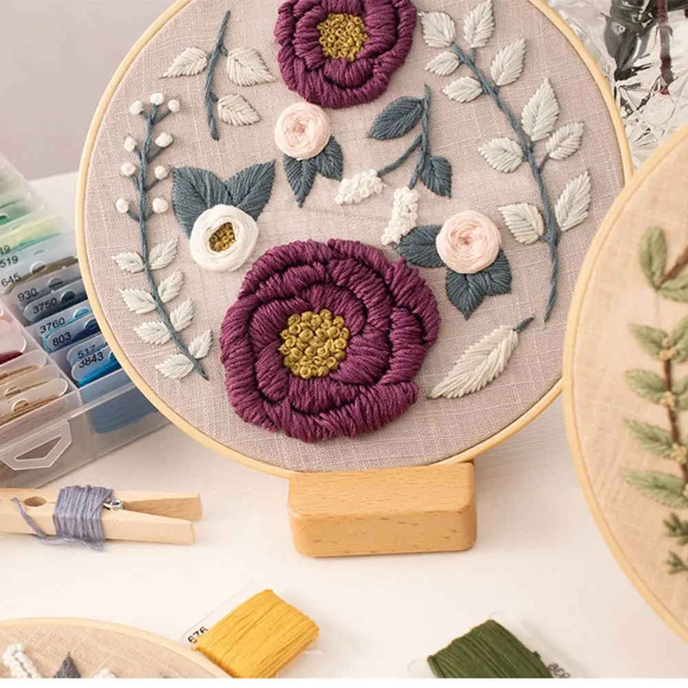 DIY Embroidery Kits European Style Flowers Plants Pattern Frame Hoop Cross Stitch Punch Needle Thread Sewing Craft Kit New | Дом и сад