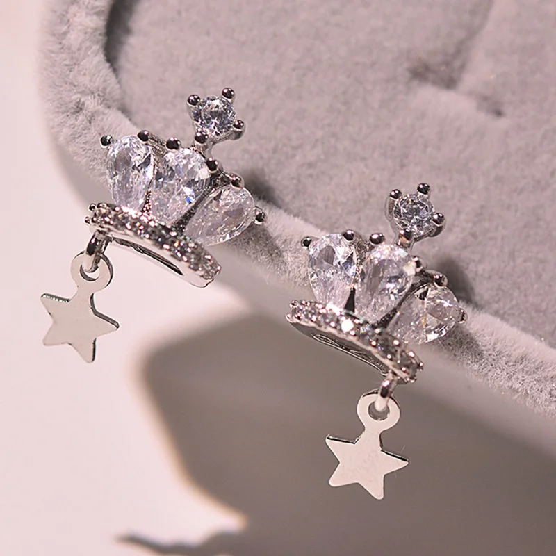 Серьги мозаика CZ Циркон Корона серьги гвоздики со звёздочками для Для женщин