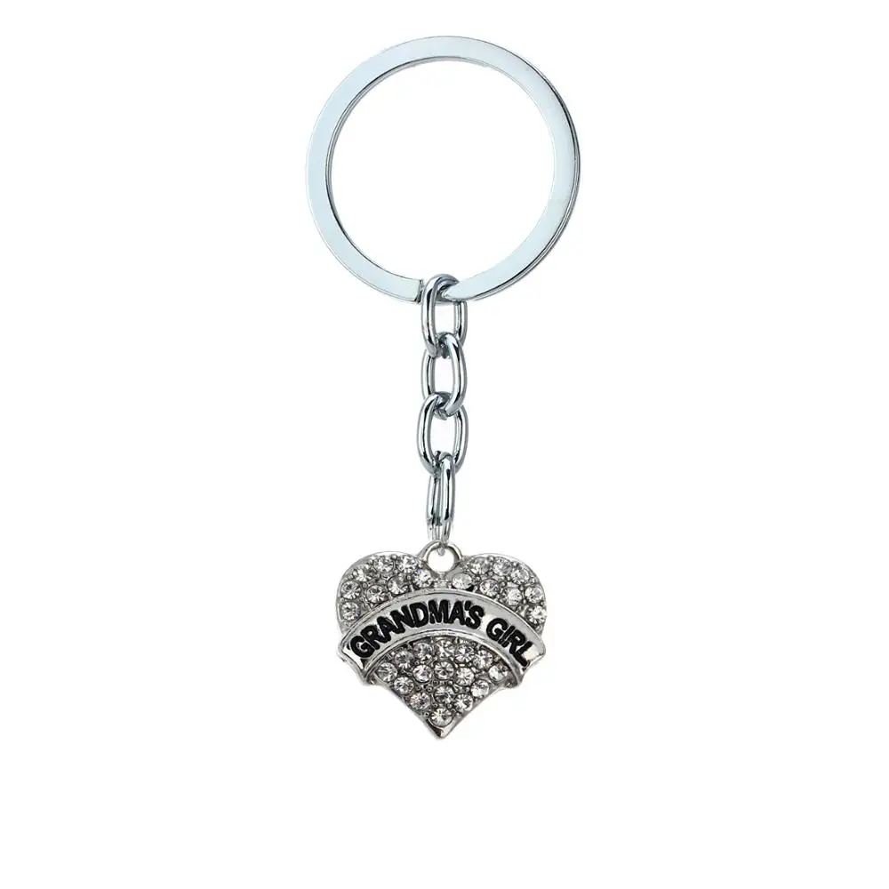 

12PC Clear Heart Charm Pendant Keychains Grandma's Girl Keyrings Love Family Kids Children Christmas Gifts Jewelry Hot