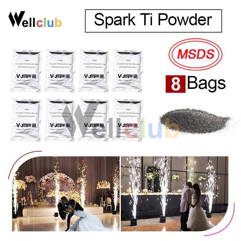 8 пакетов Ti Powder 200 г/пакет материал для холодной искры фонтан фейерверк машина