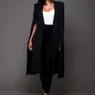 Большой размер, английский стиль, плащ, плащ, Длинный блейзер, однотонная женская одежда, модная свободная повседневная одежда, осень 2021, черно-белая куртка и пальто
