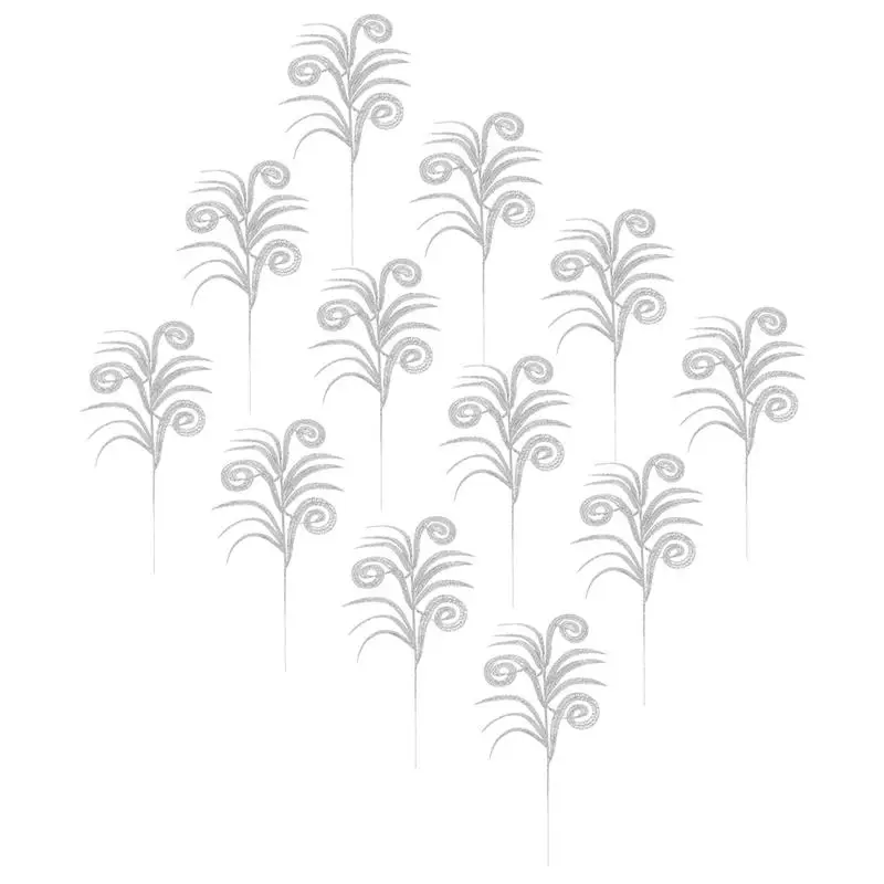 

12Pcs Plastic Glitter Leaves Artificial Leaves Flower Arranging Accessories