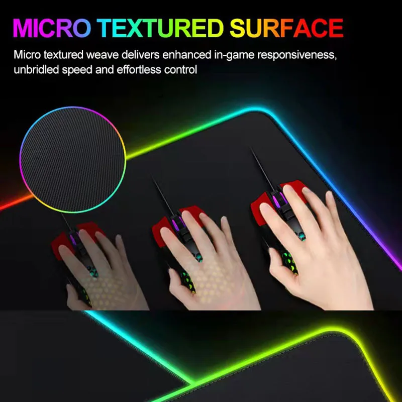 RGB коврик для мыши игровой компьютерный большой Настольный с подсветкой