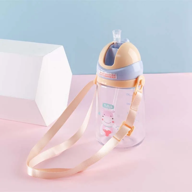 380 мл детская бутылочка для кормления с веревкой мультяшная Питьевая соломенная