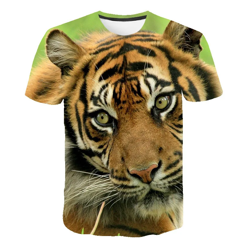

New Print 3D Tiger T Shirt Men and Women Funny Clothes Boys Costume 2021 Summer Tops Kids Clothes Men Tees