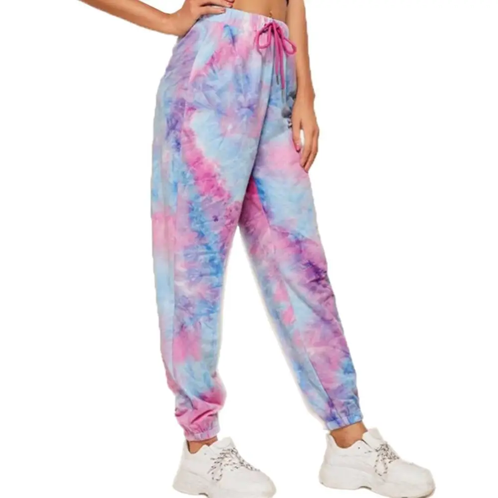 

Летние женские брюки для бега свободного размера плюс с карманом на завязках Брюки Тай-дай штаны с высокой посадкой уличная Zomer sportbroek