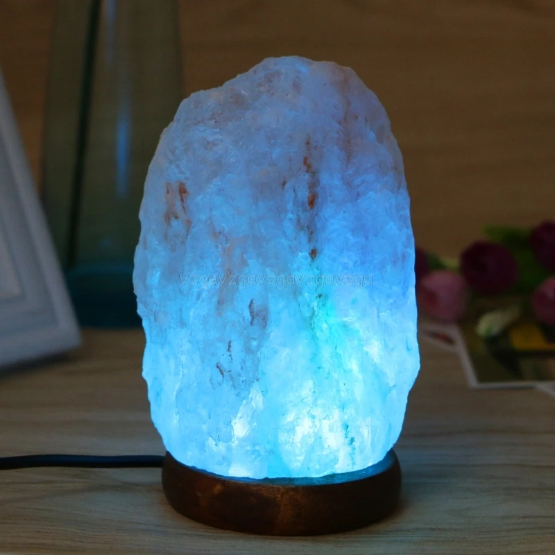 

USB Wooden Rock Base Crystal SALT Lamp Air Purifier Night Light J16 19 Dropshipping Hot High-Efficiency Hand Carved