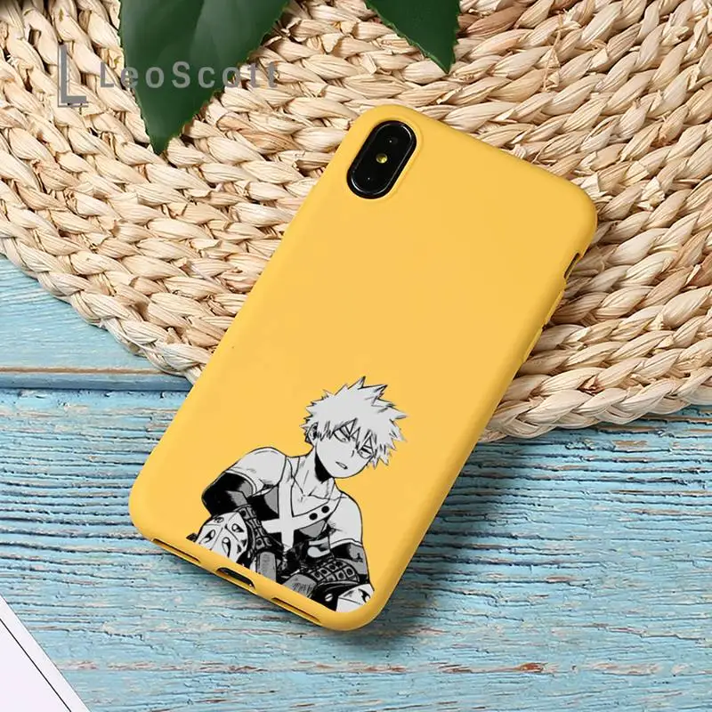 

Anime My Hero Academia Phone Case Yellow Candy Color for iPhone 11 12 mini pro XS MAX 8 7 6 6S Plus X SE 2020 XR