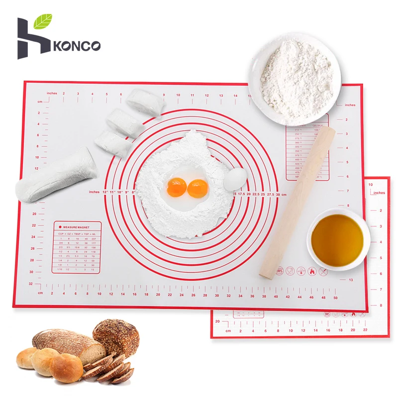 

KONCO Baking Mats Dough Non-Stick Maker Liners Silicone Pizza Pastry Cooking Tools Utensils Bakeware