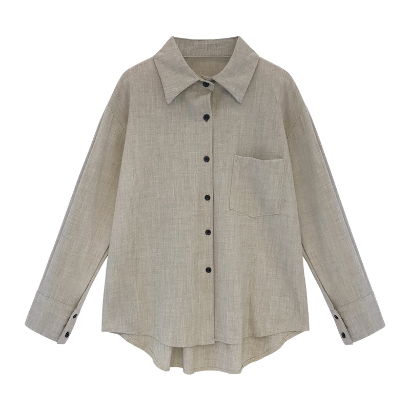 

Plus Size Single Breasted Female Clothing New Autumn Spring Long Sleeve Solid Blouse Women Casual Cardigan Women Blouse 12502