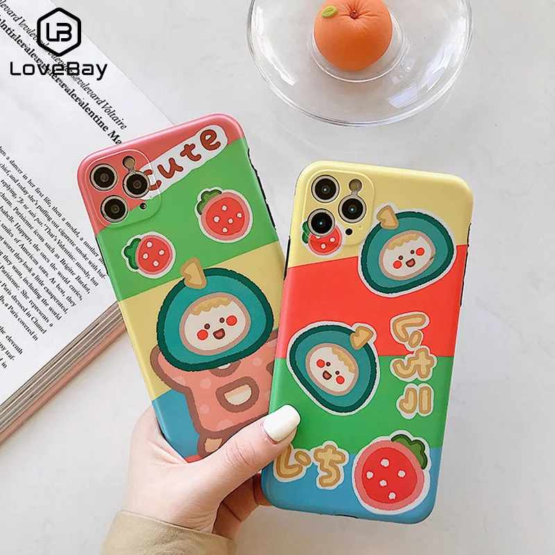 Lovebay Радуга клубника девушка для iPhone 11Pro XS Max XR X 6 6S 7 8 Plus маленькая свежая пара