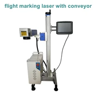 flight laser maker marking machine with conveyor belt for bottle body 30w 50w raycus