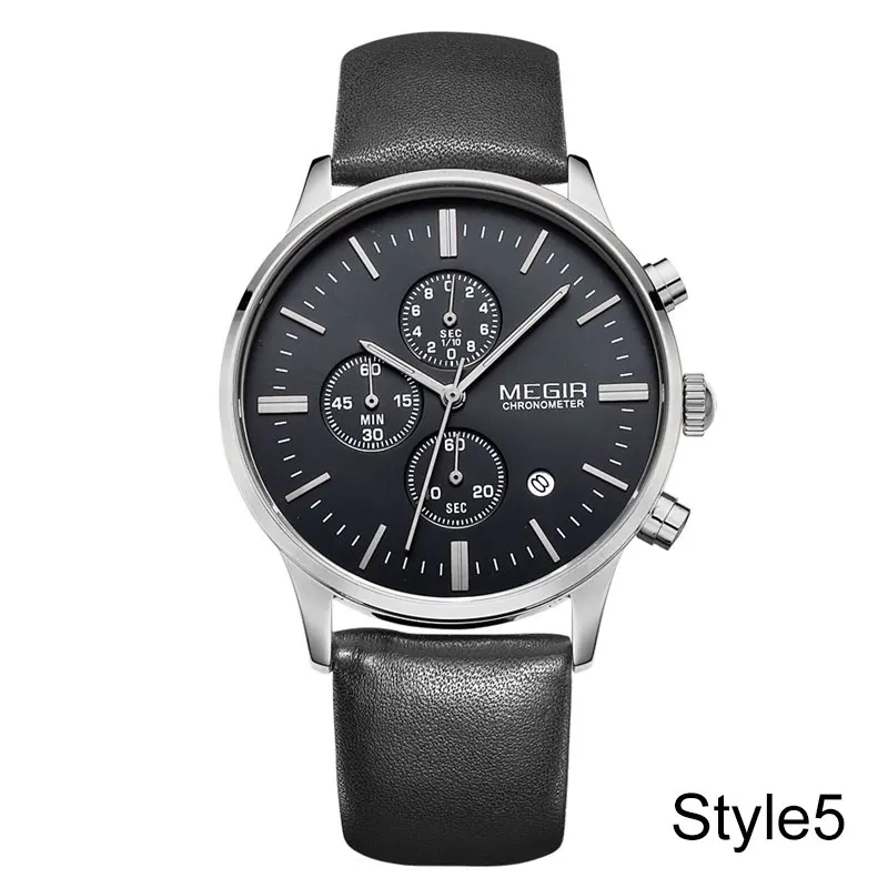 Style5 MEGIR, новинка, модные мужские часы, военные, спортивные, кварцевые часы, кожа, водонепроницаемые, мужские наручные часы, часы для мужчин, Relogio Masculino - Цвет: Style5
