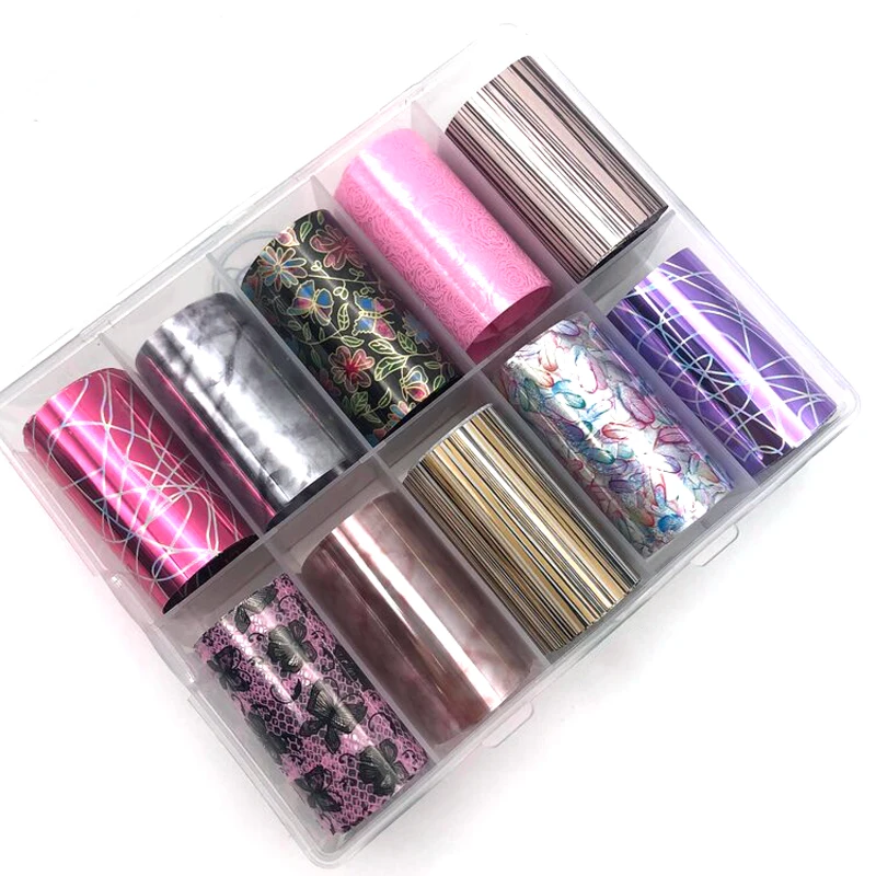 

10Pcs 1 Box Transfer Foil - Rainbow Scales Mermaid scale holographic nail art transfer foil for Nail Starry Laser Sky Fish 1