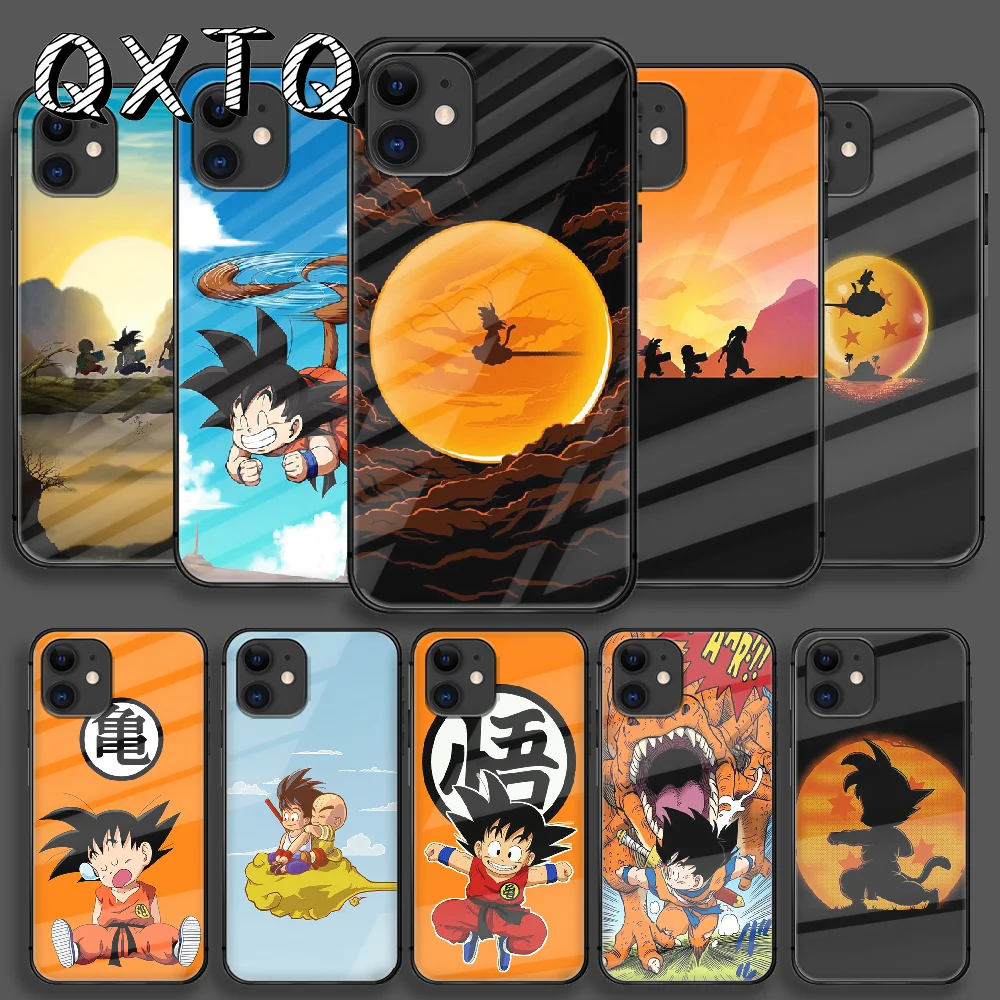 

Cute Dragon-Balls Goku Tempered Glass Phone Case For IPhone 5 6 7 8 11 12 S SE X Xs Xr Plus Pro Max 2020 Mini Cover Cell Black