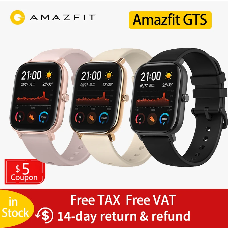 Глобальная версия умных часов Huami Amazfit GTS 5ATM водонепроницаемый 14 дневный