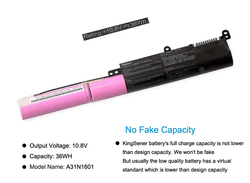 Аккумулятор KingSener A31N1601 3200 мАч для ASUS F541UA R541UA R541UJ R541UV X541SA X541SC X541U X541S X541UA X541UV A31LP4Q |