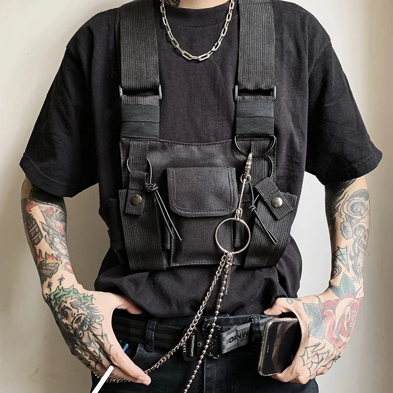 Тактический жилет для мужчин нагрудная сумка в стиле хип-хоп