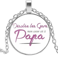 fashion super papa glass cabochon pendant necklace father necklace sweater chain jewelry gift