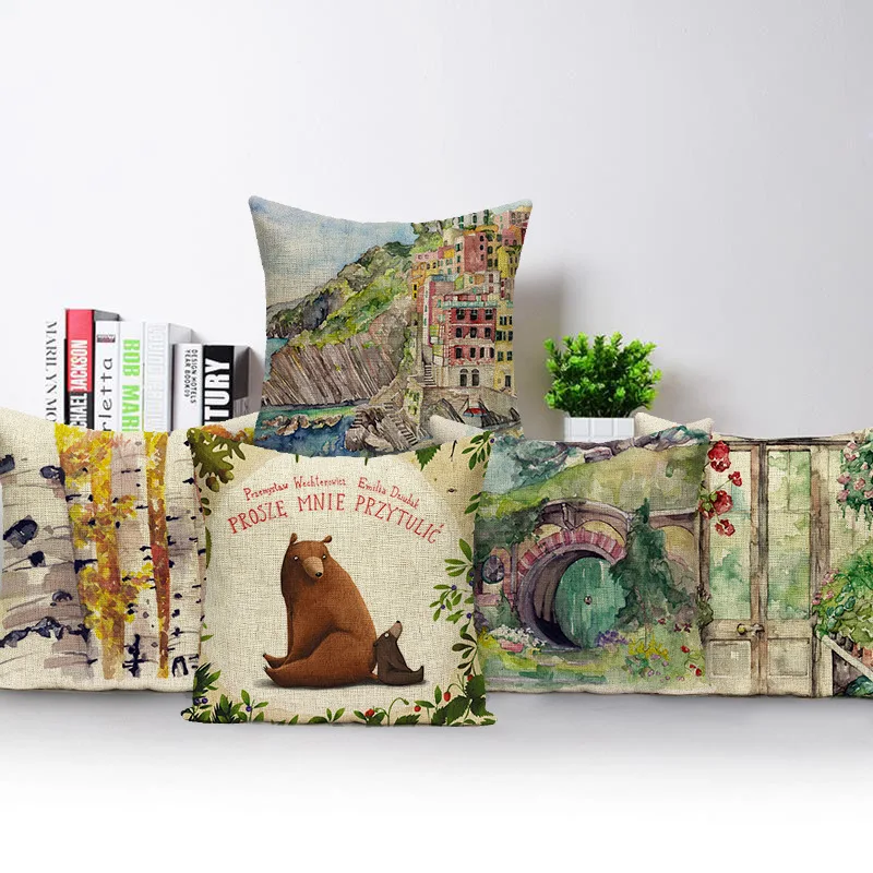 Декоративный льняной чехол для подушки 45 х45 см | Дом и сад