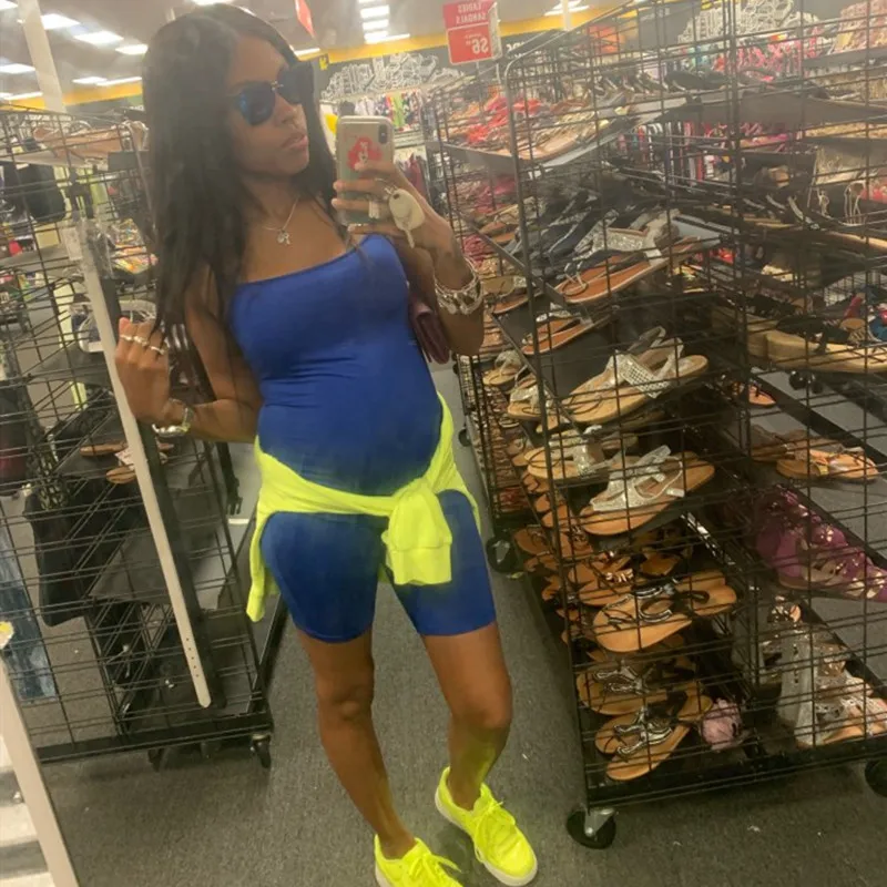 ANJAMANOR черные пикантные Одна деталь Облегающий комбинезон байкерские шорты для