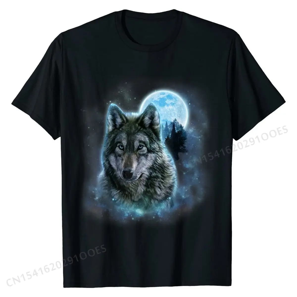 T-Shirt, Grey Wolf  Ground, Icy Moon, Forest, Galaxy T Shirts Dominant Fashionable Cotton Men Tops Shirts Normal