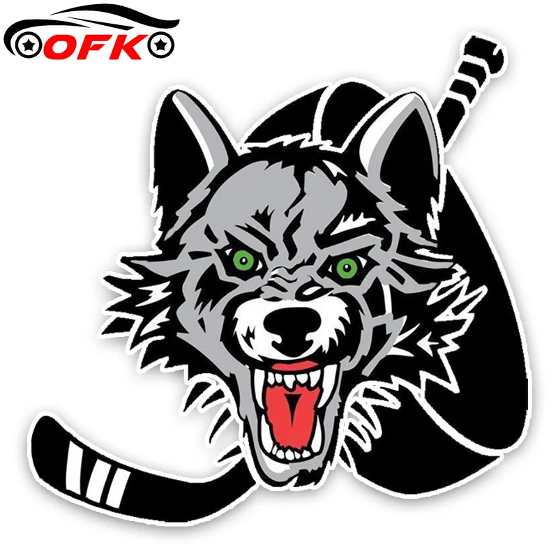 

Interesting Lovely Hockey Gray Wolf Head Cartoon Colored PVC Car Sticker Decoration 14.3*14CM