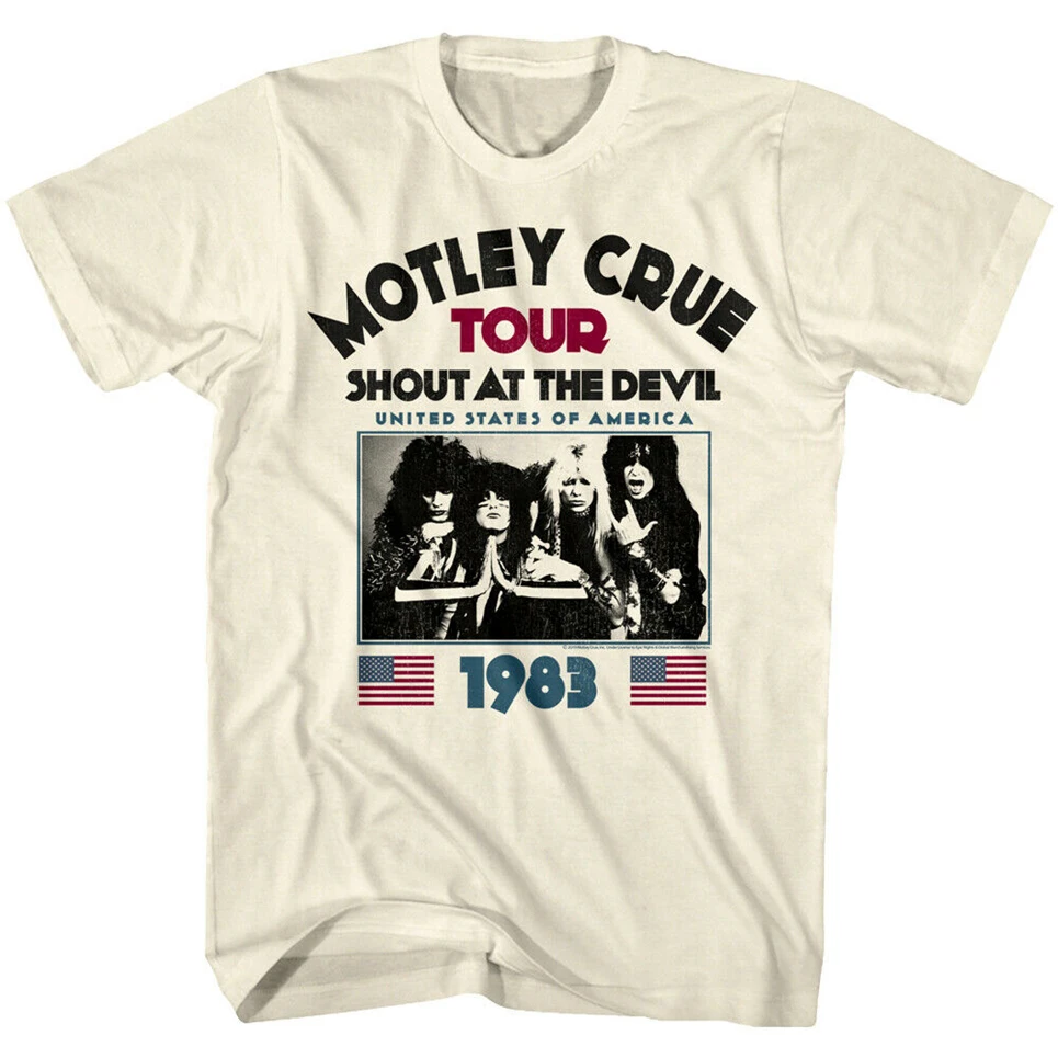 Motley Crue Shout At The Devil Usa Tour 1983 Мужская футболка топ в стиле рок из тяжелого металла