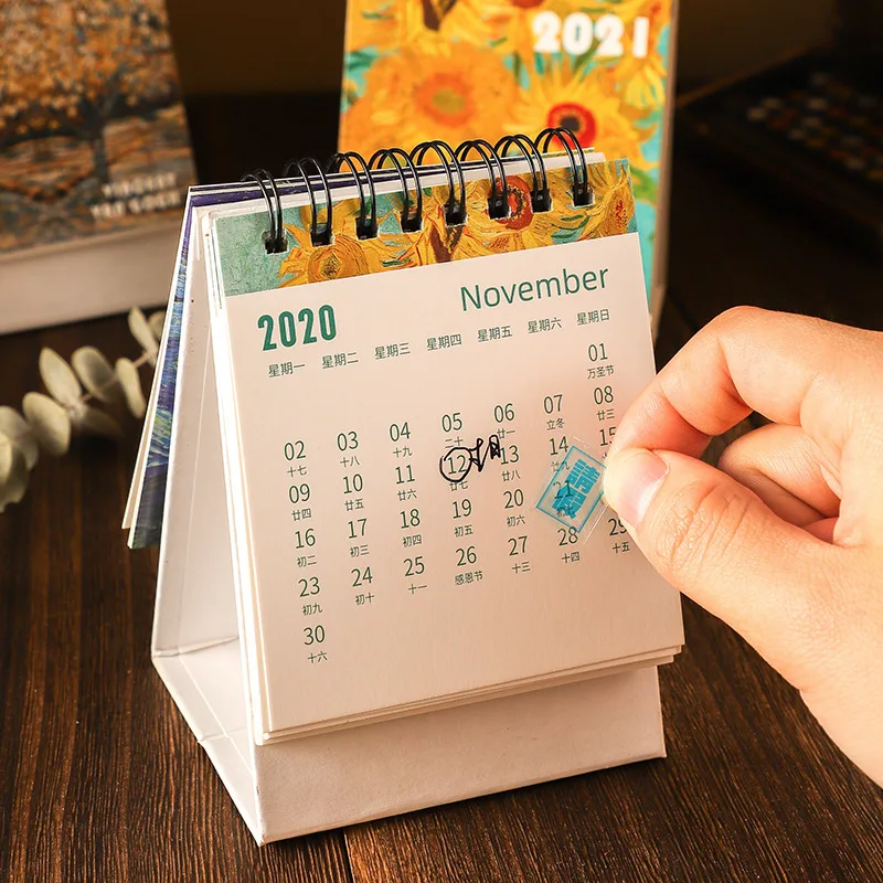 

2021 Mini Van Gogh Oil Painting Desk Calendar The Little Prince Colorful Coil Calendars Daily Schedule Planner