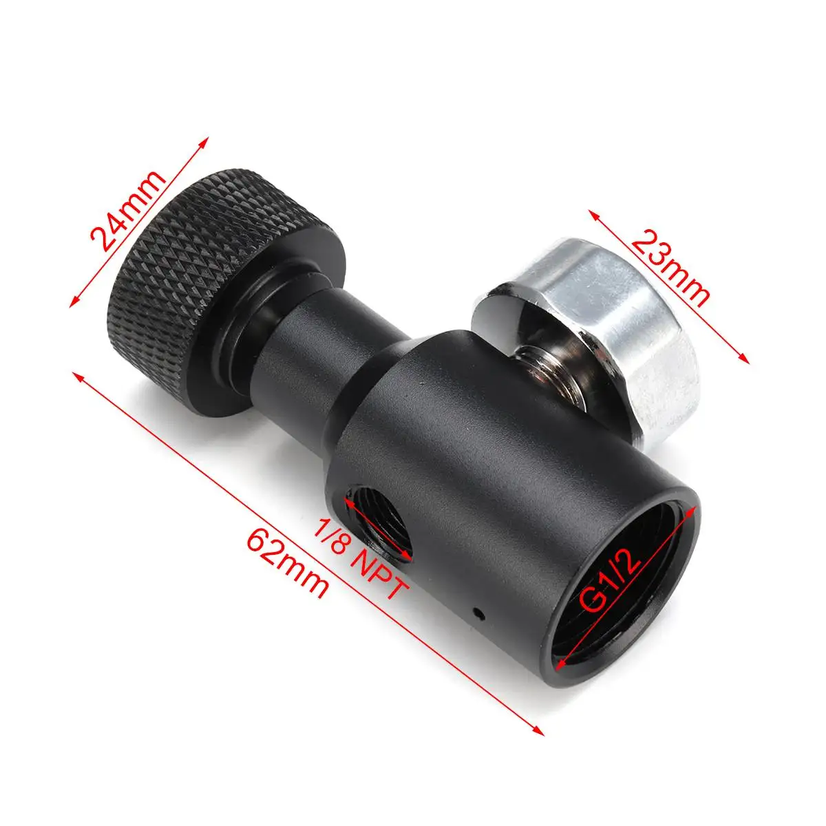 

1500 PSI CO2 Refill Adaptor CoSKU867090nnector Aluminum Gas Regulator Cylinder On/Off Gauge Valve For Paintball 1/8NPT G1/2