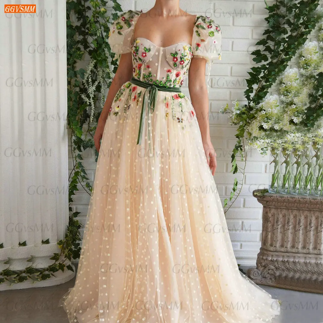 

Champagne Prom Dresses 2022 Robe De Bal Femme Longue Appliqued Crystal Tulle A Line платье на выпускной Corset Women Party Dress