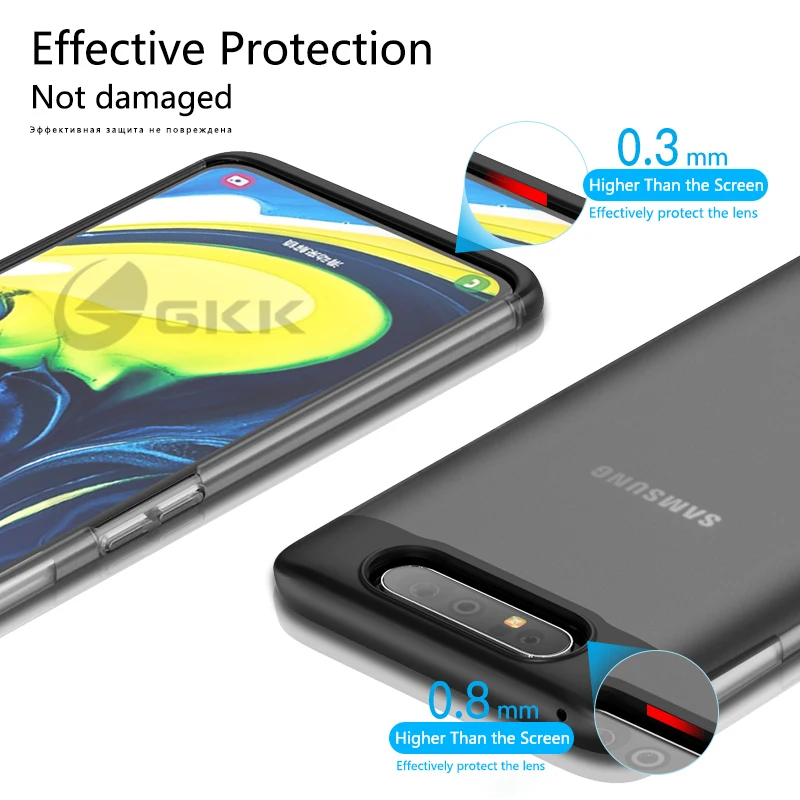 Полупрозрачный матовый защитный чехол 3 в 1 для Samsung Galaxy A80 противоударный