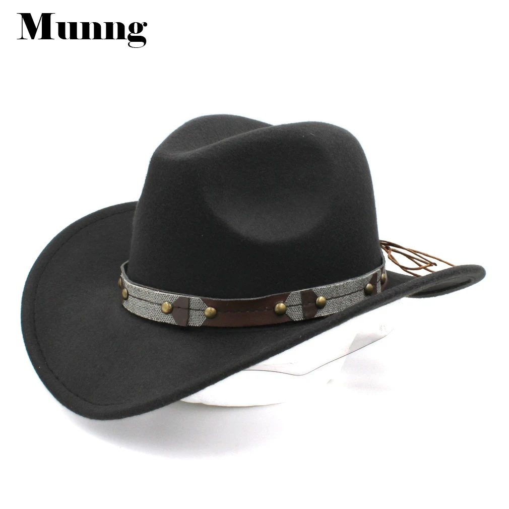 Винтажная ковбойская шляпа Munng с широкими полями из смеси шерсти в западном стиле