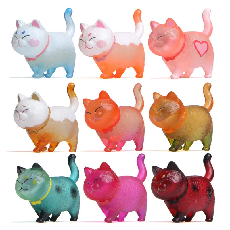 

9 шт., прозрачные фигурки кошек