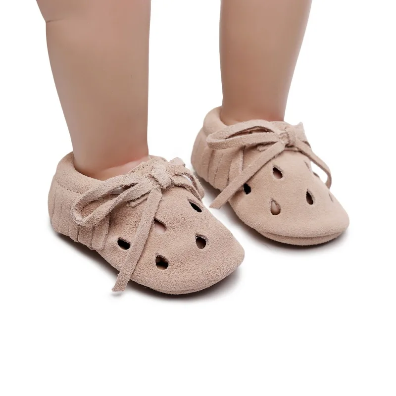 Zapatos huecos de cuero PU para beb&eacute;, mocasines con borla y lazo, suela suave, antideslizante, para cuna, para primeros pasos, 2022-3