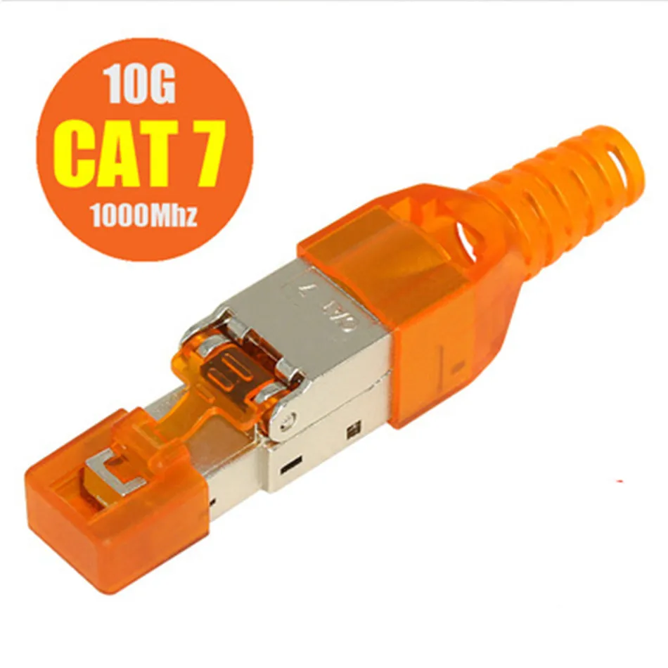 Cat7 Orange Cat6A Cat7 Cat8 Rj45 разъем Ethernet адаптер без инструментов обжимной экранированный Кристалл головка 8P8C сетевой Ethernet кабель Разъем - Цвет: Cat7 Orange