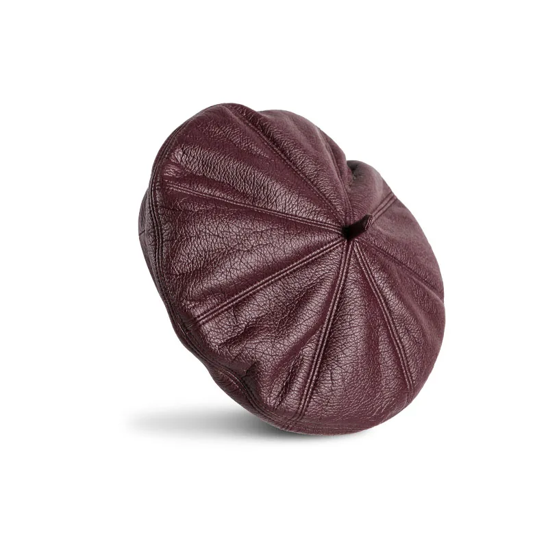 

Black Leather Beret Female Autumn Winter Retro Cap Painter Hat Luxury Fashion Novelty Gorros Mujer Apparel Accessories EB50BL